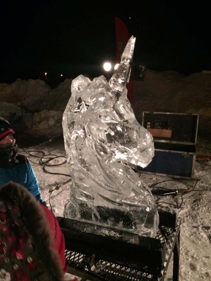Ice Unicorn Carved by Laurent and Nicolas Godon